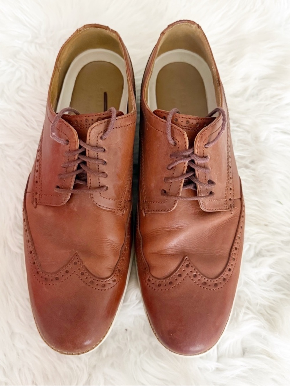 Cole Haan Men’s Brown Leather Wingtip Oxford Dress Shoes Size 10